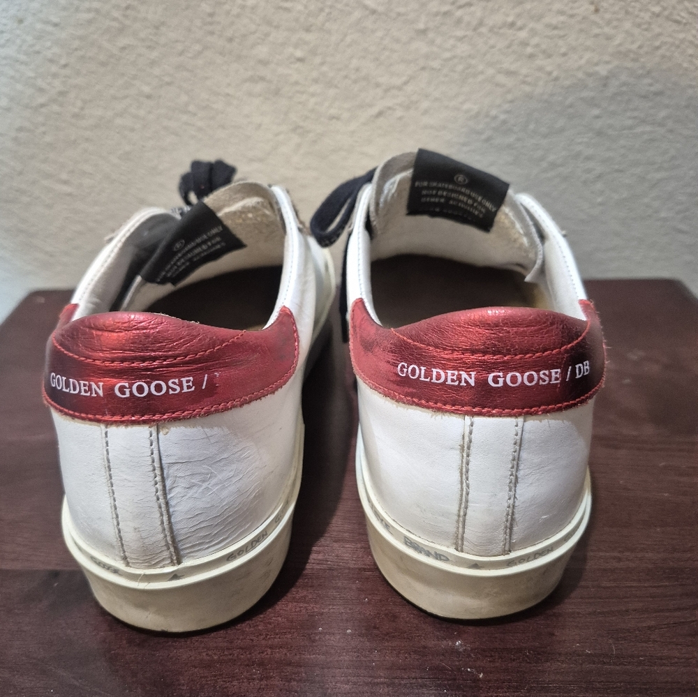 Golden Goose Hi Star Womens Sneakers with Black Star and Red Accents Size 38 - Picture 7 of 9